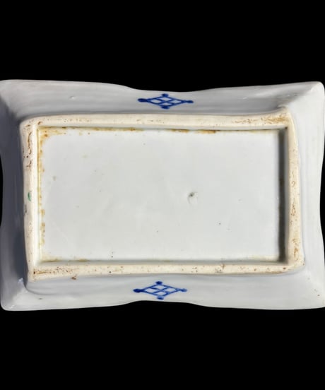 【2客セット】 昭和前期 刺身皿 鶴 松 四角皿 絵皿 和食器 時代物 骨董品 アンティーク