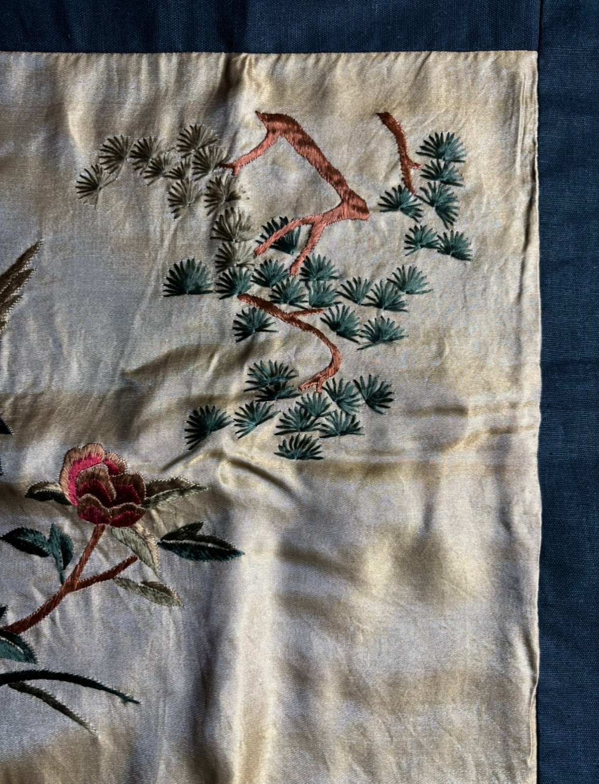中国の刺繍、子供の絵、タベストリー 中国 刺繍 [松竹梅花鶴絵] 布 中国雑貨 中国画 刺繡画