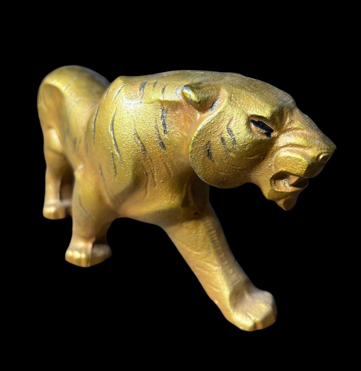 虎 置物 トラ 金 干支 寅 タイガー 風水 ゴールド 陶器 工芸品