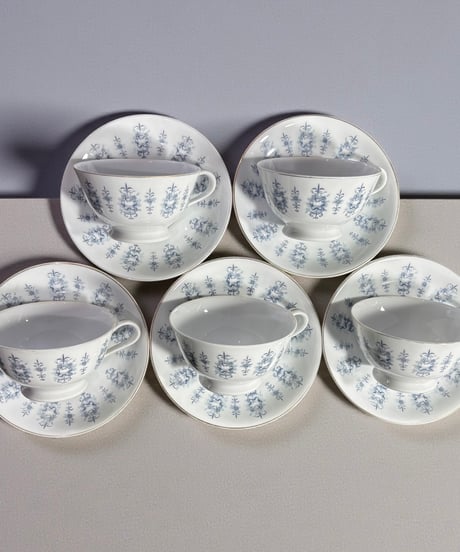 【5客揃】 BLUE CHIP STAMP RC カップ&ソーサー 日本陶器会社 花柄 マグカップ 花柄 紅茶 コーヒー カップ 茶器 昭和 レトロ アンティーク