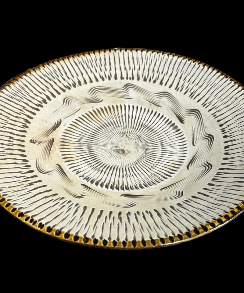 小鹿田焼 特大皿 骨董品 美術品 小鹿田焼 特大皿 骨董品 美術品