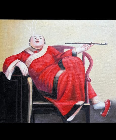 油絵【人物絵】中国雑貨 油彩 額装 壁掛 絵画 色絵 中国 民国 古美術 雑貨 インテリア アンティーク コレクション