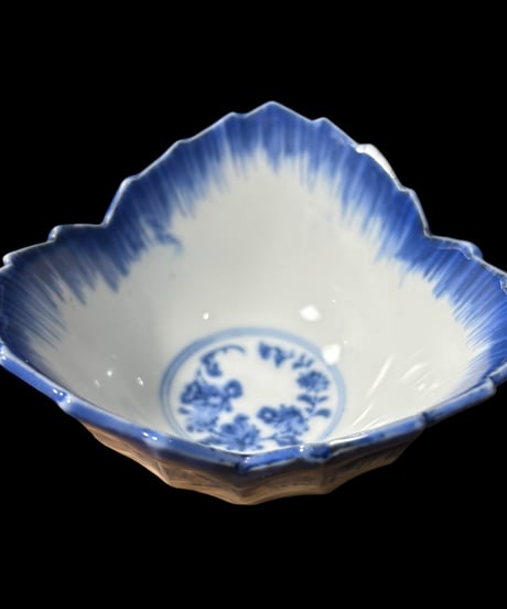 【2客セット】染付 小鉢 葉 鉢 盛り皿 飾り皿 深鉢 器 和食器 伊万里 骨董品 アンティーク