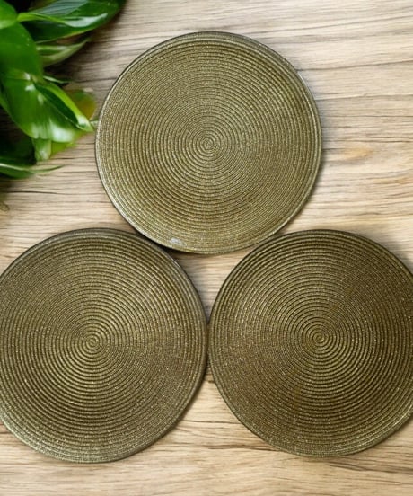 【3客セット】北一硝子 大皿 ゴールド プレート 平皿 丸皿 盛り皿 取り皿 洋食器 和食器 陶器 骨董品 アンティーク
