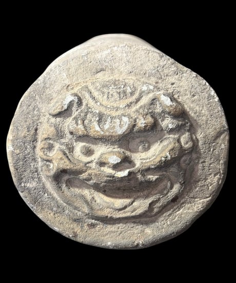 中国美術 新羅 鬼面 鬼瓦 素焼 置物 時代物 鬼 瓦 中国 古美術 石物 骨董品 アンティーク