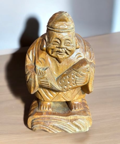 木彫り 恵比寿 七福神 木製 恵比寿様 開運 縁起物 彫刻 仏像 古美術 インテリア 置物 オブジェ 骨董品 アンティーク