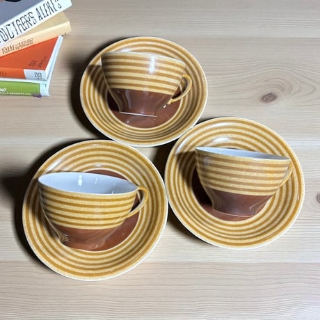 【3客揃】名陶硬質磁器 カップ&ソーサー 茶 名古屋製陶会社 ノリタケ マグカップ 紅茶 コーヒー カップ 器 昭和 レトロ 骨董品 アンティーク