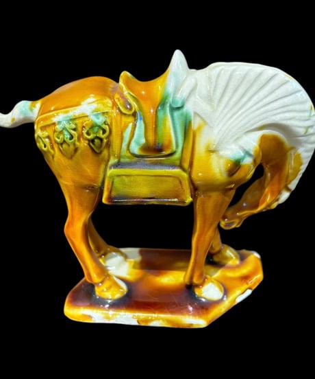 唐三彩 馬 置物 中国雑貨 縁起物 オブジェ 置物 中国 唐 干支 ウマ 陶器 古磁器 骨董品 アンティーク