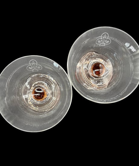 【2個セット】 純喫茶 クローバー レトログラス 琥珀色 デザートグラス ガラス サンデー アイス クリスタル 食器 レトロ アンティーク