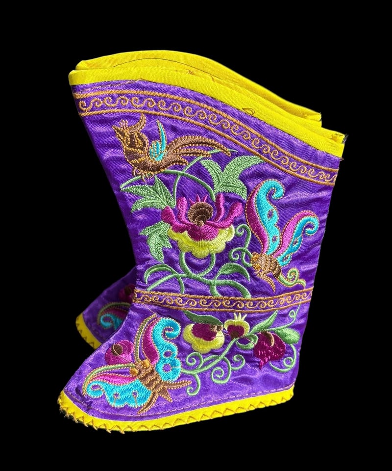 纏足の靴 [パープル] 中国雑貨 布靴 子供靴 刺繍靴 靴 中国 布 刺繡