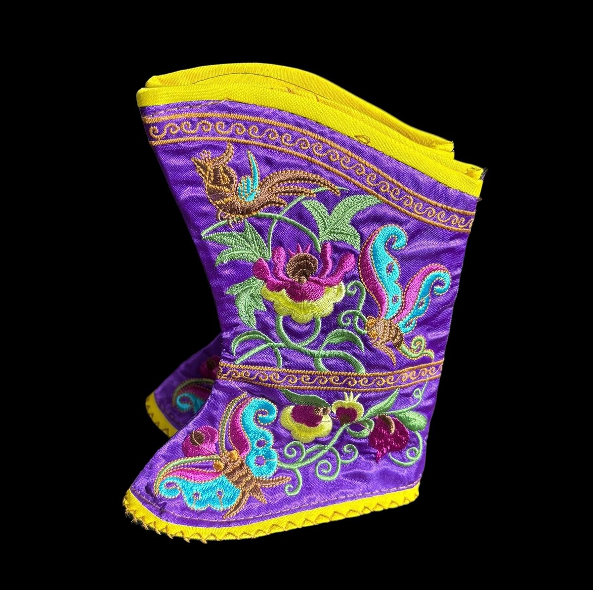 纏足の靴 [パープル] 中国雑貨 布靴 子供靴 刺繍靴 靴 中国 布 刺繡