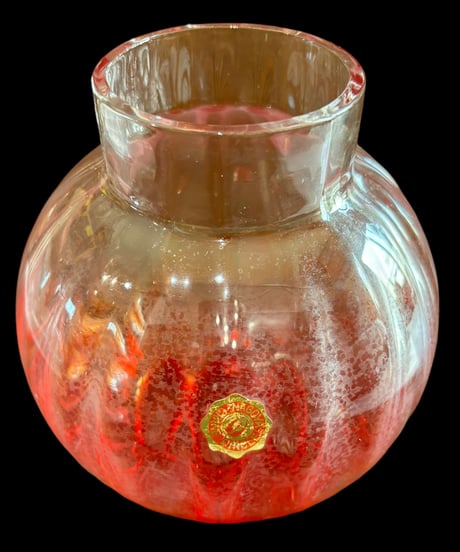 NAGOYA CRANE CIRCLE クリスタルガラス 花瓶 レッド グラデーション フラワーベース 花器 壺 硝子 ガラス 昭和 レトロ ヴィンテージ アンティーク