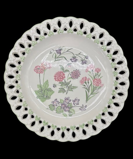ROYAL MARUISHI WARE ディナープレート 四季の花 大皿 プレート 透かし彫り 飾皿 陶器 ヴィンテージ アンティーク