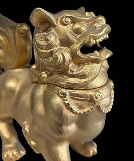 高岡銅器 金獅子 香炉 唐獅子 ゴールド 置物 美術品 縁起物 オブジェ 陶磁器 陶器 骨董品 アンティーク