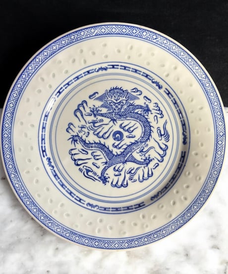 景徳鎮 ホタル 中華皿 丸皿 平皿 プレート 蛍 龍 取り皿 飾り皿 チャーハン皿 中華食器 骨董品 アンティーク
