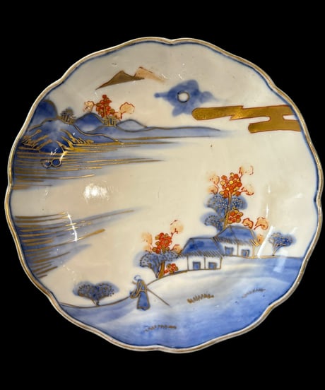古伊万里 金彩 色絵 [富士 梅 人物 風景絵] 明治大正 平皿 丸皿 小皿 なます皿 取り皿 飾り皿 和食器 骨董品
