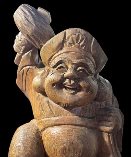 木彫り 大黒天 七福神 木製 大黒様 恵比寿 開運 縁起物 彫刻 仏像 古美術 インテリア 置物 オブジェ 骨董品 アンティーク