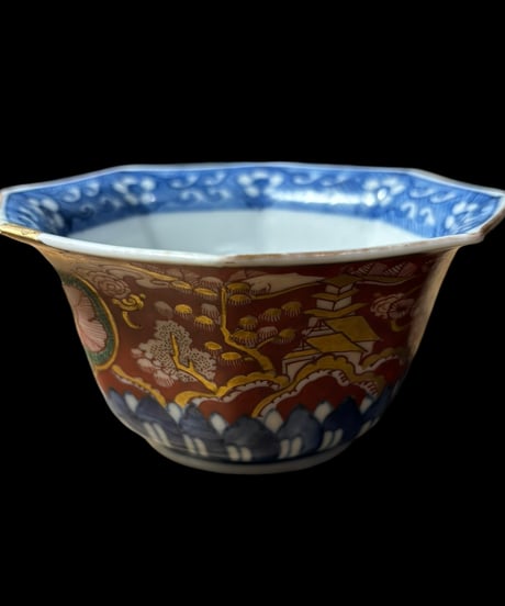 【金継ぎ】古伊万里 小鉢 色絵 八角鉢 金彩 赤絵 鉢 盛り皿 飾り皿 深鉢 器 和食器 伊万里 骨董品 アンティーク