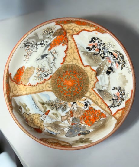 【希少!!】九谷造 色絵 豆皿 金彩 [松竹梅鳥文風景窓絵 粉彩人物絵] 小皿 平皿 取り皿 盛り皿 飾り皿 久谷 古久谷 和食器 骨董品 アンティーク