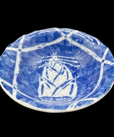 【4客セット】義峰 染付 小皿 たけのこ 小鉢 筍 取り皿 盛り皿 飾皿 時代物 和食器 骨董品 アンティーク