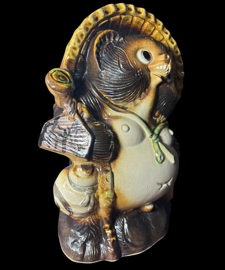 開運 信楽焼 たぬき 置物 狸 縁起物 飾り 陶器 昭和 レトロ 工芸品 インテリア 骨董品 アンティーク