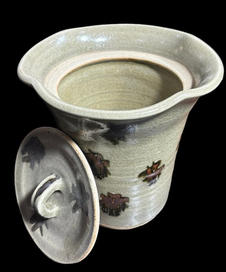 水差し 灰釉 点文 茶器 茶道具 水指 ピッチャー 陶器 骨董品 アンティーク
