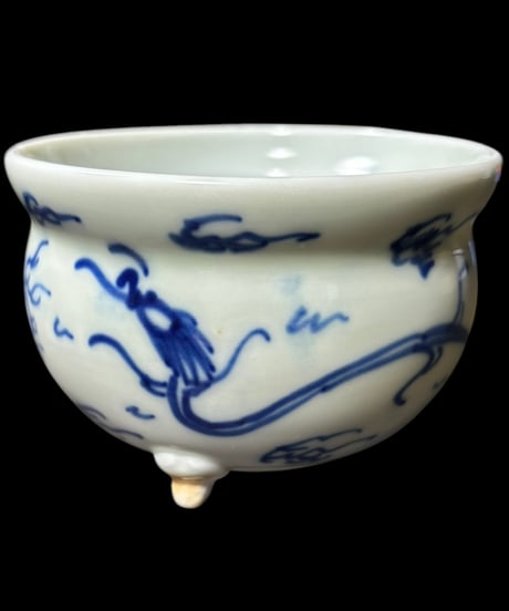 壺 龍 中国雑貨 染付 フラワーベース 花瓶 花入れ 丸壺 花器 陶器 中国 シノワズリ 古美術 骨董品 アンティーク
