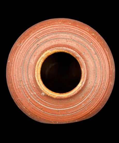 作家物 備前焼 茶壺 裏印 花瓶 壺 フラワーベース 花入れ 丸壺 一輪挿し 花器 陶器 古美術 骨董品 アンティーク