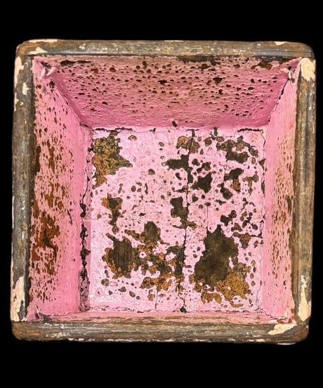 ウッドプランター [ピンクスクエア] 木製 ボックス 鉢植え 多肉植物 観葉植物 木箱 古材 古道具 ヴィンテージ アンティーク