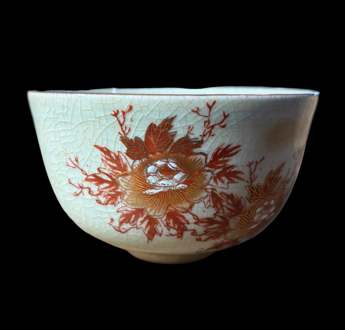 蕎麦猪口■伊万里赤絵 桜 5客 窓絵花唐草 (江戸後期～明治期) 時代物 骨董■ 蕎麦猪口□伊万里赤絵 桜 5客 窓絵花唐草 (江戸後期～明治期