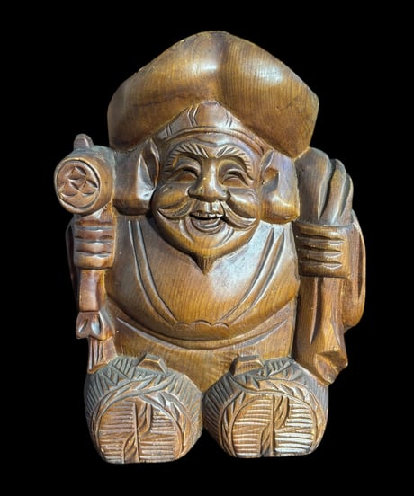 木彫り 大黒天 七福神 木製 大黒様 開運 縁起物 彫刻 仏像 古美術 インテリア 置物 オブジェ 骨董品 アンティーク