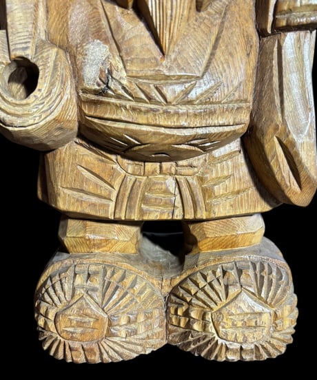 木彫り 大黒天 恵比寿 七福神 木製 大黒様 商売繁盛 開運 縁起物 彫刻 仏像 古美術 インテリア 置物 オブジェ 骨董品 アンティーク