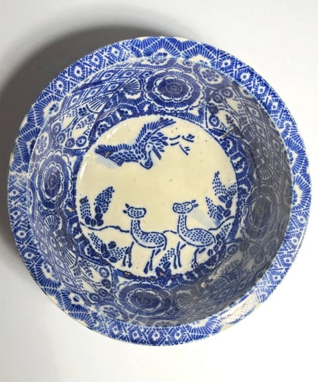236『染付 山水 輪花皿』　/骨董品 古美術 古道具 アンティーク 古伊万里 染付 山水風景画 輪花型 6.5寸皿 - 生活骨董と古布の