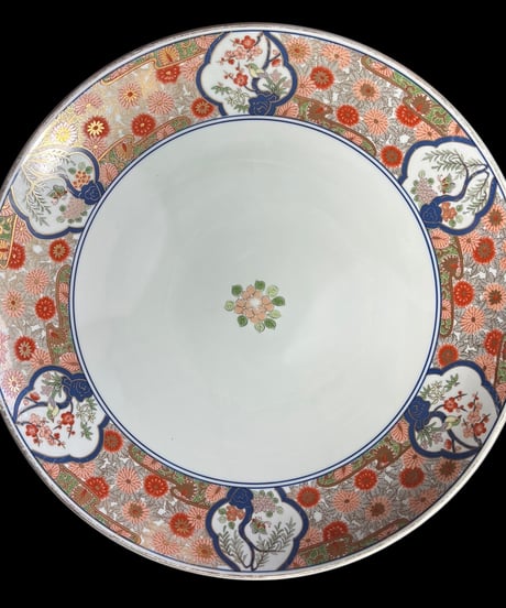 弥右エ門 色絵 大皿 [松竹梅鳥文] 丸皿 取り皿 飾り皿 有田焼 和食器 骨董品 アンティーク
