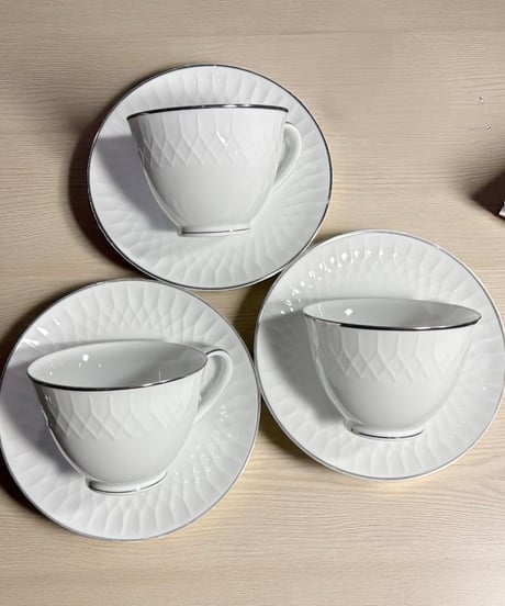 【3客揃】Noritake 7160 カップ&ソーサー ホワイト ノリタケ 日本陶器会社 マグカップ 紅茶 コーヒー カップ 茶器 昭和 レトロ アンティーク