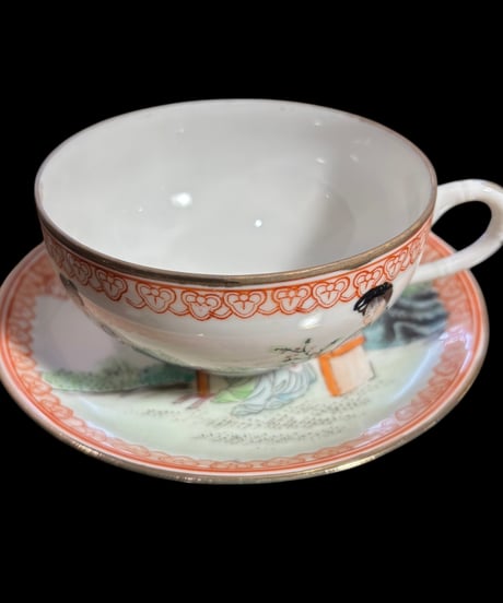 【4客揃】 乾隆年製 玉出人美 カップ&ソーサー 中国古美術 マグカップ 紅茶 コーヒー カップ 茶器 中国 アンティーク