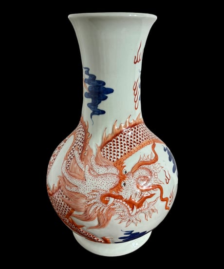 紅龍 壺 中国雑貨 フラワーベース 花瓶 花入れ 花器 陶器 古美術 骨董品