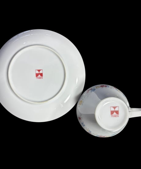 【4客揃】TOSEN カップ&ソーサー 花柄 マグカップ 紅茶 コーヒー カップ 器 茶器 昭和 レトロ アンティーク