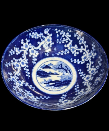 古伊万里 大鉢 梅 山水風景図 盛り鉢 色絵 鉢 取り皿 飾り皿 和食器 陶器 伊万里 骨董品 アンティーク