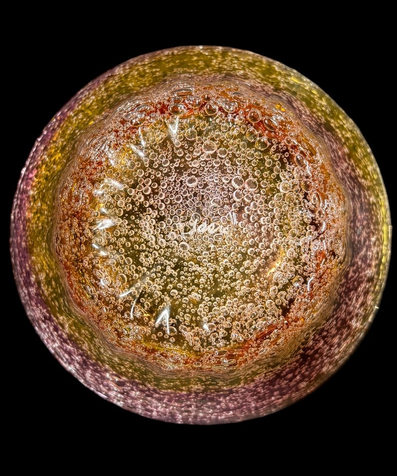 琉球ガラス 鉢 ピンク 吹きガラス 泡ガラス 宙吹き 小鉢 洋食器