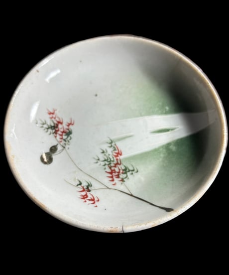 【2客セット】色絵 瓢箪 笹 小皿 ひょうたん 取り皿 盛り皿 飾り皿 和食器 骨董品 アンティーク