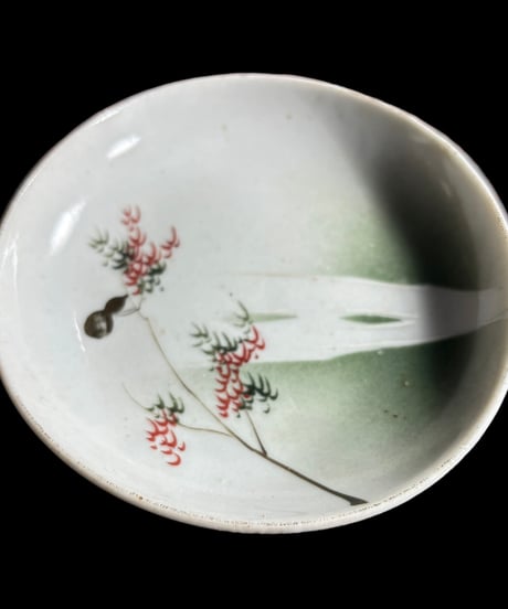 【2客セット】色絵 瓢箪 笹 小皿 ひょうたん 取り皿 盛り皿 飾り皿 和食器 骨董品 アンティーク