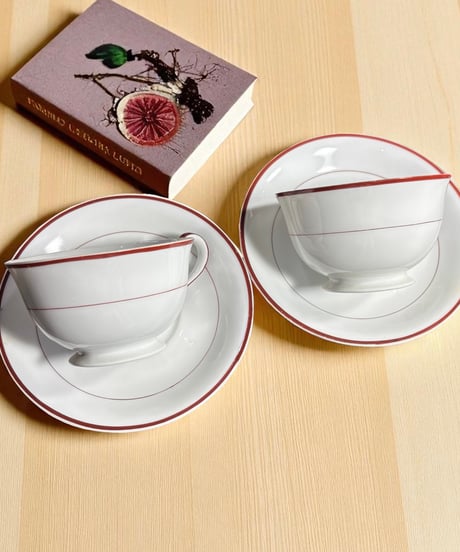 【2客揃】カップ&ソーサー レッド マグカップ 紅茶 コーヒー カップ 器 茶器 裏赤印 昭和 レトロ アンティーク