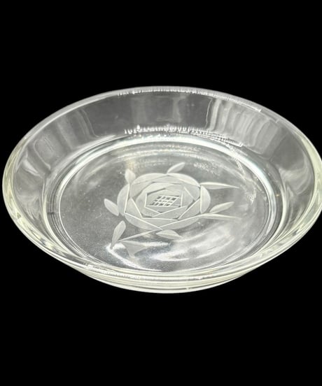 【4客セット】 純喫茶 バラ切子 デザート皿 カットガラス 小皿 薔薇 ガラス 食器 昭和 レトロ アンティーク