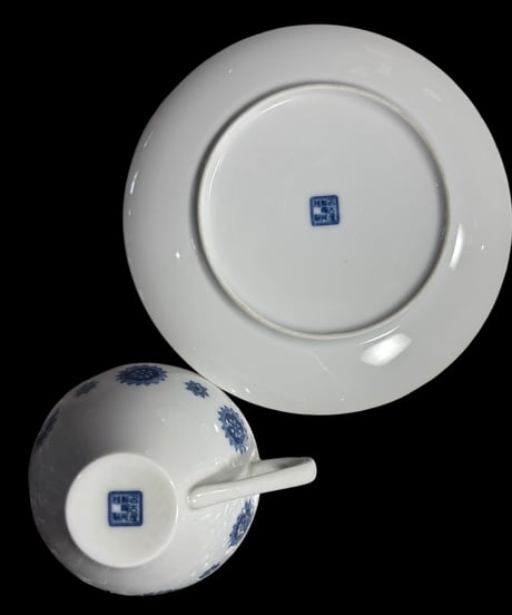 【3客揃】名古屋製陶所 ヴィンテージ カップ&ソーサー 幾何学模様 日本陶器会社 マグカップ 紅茶 コーヒー カップ 茶器 昭和 レトロ アンティーク