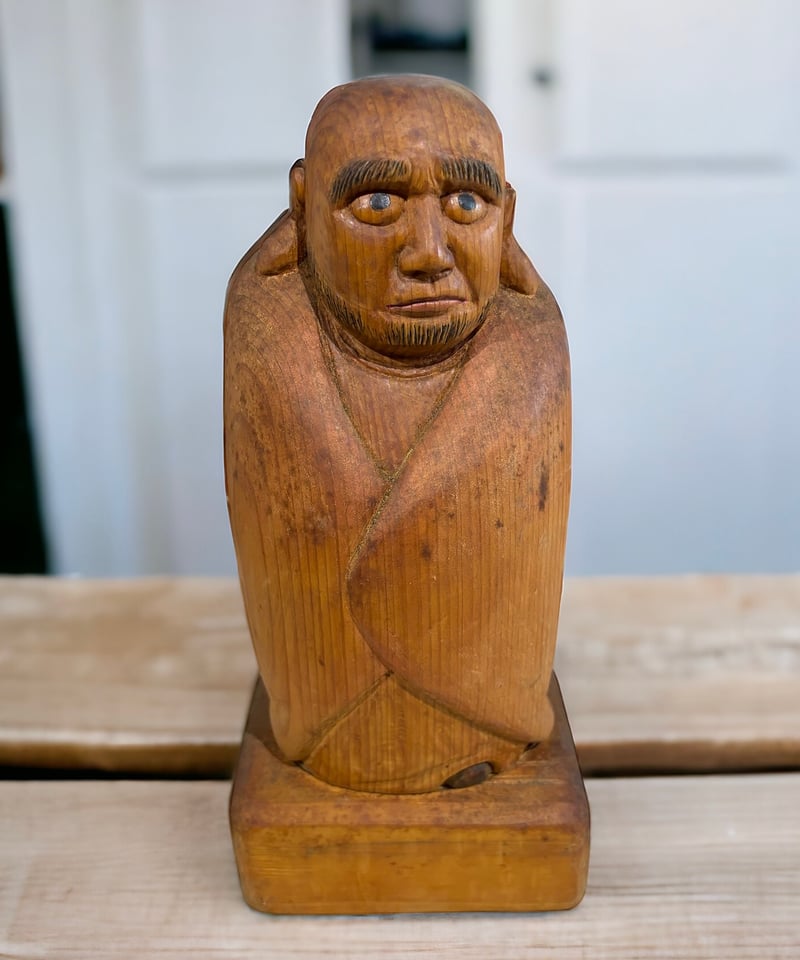 木彫り だるま 仏像 置物 木製 達磨 縁起物 木造達磨 時代物 小道具
