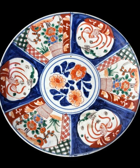 色絵 大皿 [草花鳥絵] 染付 平皿 丸皿 小皿 取り皿 飾り皿 和食器 骨董品 アンティーク