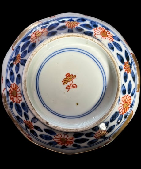 古伊万里 染錦 大鉢 梅鳥草花文図 金彩 色絵 盛り鉢 取り皿 飾り皿 和食器 陶器 伊万里 骨董品 アンティーク