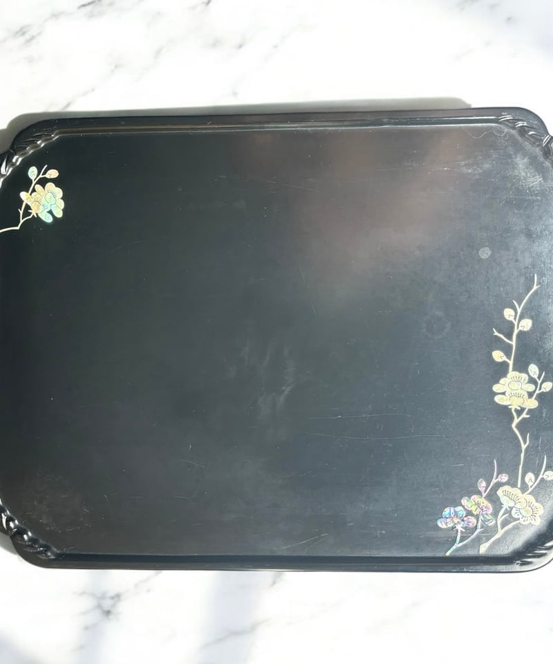 お盆 草花 螺鈿細工 角盆 菓子盆 螺鈿 トレー 盆 漆 古道具 古民 お盆 草花 螺鈿細工 角盆 菓子盆 螺鈿 トレー 盆 漆 古道具 古民