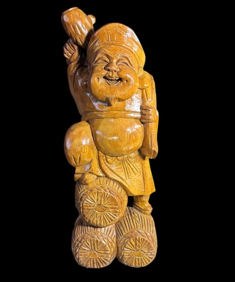 木彫り 大黒天 七福神 木製 大黒様 開運 縁起物 彫刻 仏像 古美術 インテリア 置物 オブジェ 骨董品 アンティーク